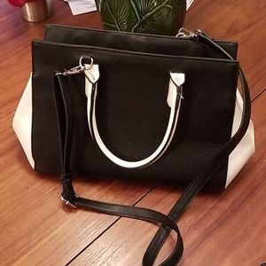 Madison West Black and White Satchel